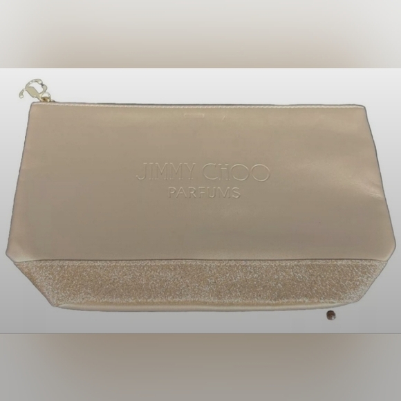 JIMMY CHOO PARFUMS TOILETRY GOLD MAKE UP POUCH NWT - Picture 2 of 5